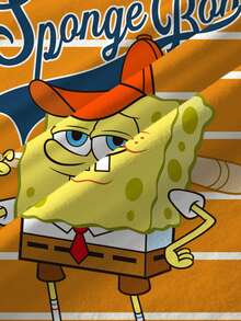 SpongeBob SquarePants | SHEIN 男童圆领短袖休闲卡通可爱印花夏季T恤， - 白色 - 查看 6