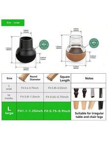16pcs Chair Leg Floor Protectors For Hardwood Floors With Felt Pads Covers To Protect Wood Furniture Leg Feet Cup Silicone Caps Furniture Leg Feet Cups Black - black - View 5