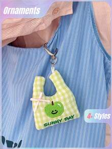 Joivida 1个可爱购物袋钥匙扣，多功能背包挂饰，钥匙链装饰，娃娃吊坠 - 彩色 - 查看 6