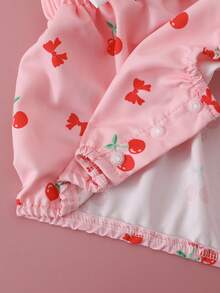 SHEIN Playful Pals Baby Girls' Cherry Print Romper - Pink - View 6