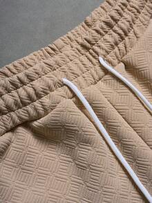 Manfinity RSRT Conjunto de camisa de manga corta y pantalones cortos de unicolor para hombre - Caqui - Ver 6