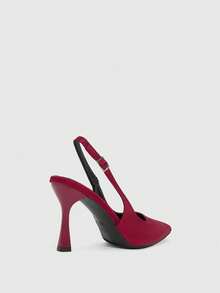 CUCCOO SZL Women's Pointed Toe Buckle Strap High Heel Sandals, Suitable For Office Wear, Autumn/Winter - Burgundy - View 3