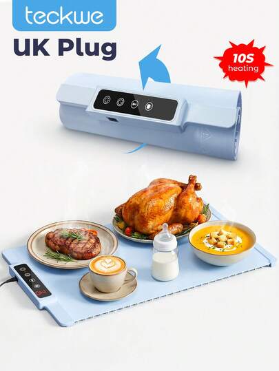 Teckwe Electric Heating Cutting Board Food Warming Tray | Food Warming Mat With Heat-Resistant Pad, 10s Fast Heating, 24X15 Inch, 5-Level Temp 4 Timer, Child Lock , Food Warmer Chafing Dishes For Buffet-UK Plug