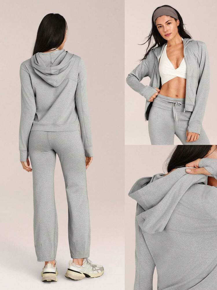 CloudKnit City Chill Fitted Side Pockets Elastic Cuffs Zip-Front Hoodie Jacket Daily Casual Street Wear