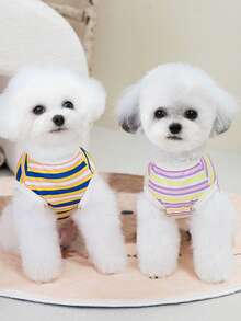 PETSIN Pet Spring New Dog Clothes Animal Supplies Pet Clothing Dog Tank Top Cat T-Shirt Teddy Outfits Small Animal Attire Casual Cool Tank Top Dog Clothes Cat Clothes Two-Season Spring & Summer New Tank Top - Multicolor - View 9