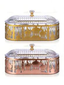 1pc Eid Festival Candy & Snack Storage Box, Eid Candy & Snack Tin, Plastic + Metal Candy Box, Wedding Party, Home Decor - Multicolor - View 6