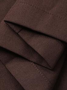 DAZY 2pcs Women Casual Collared Waist Top And Pants Set - Coffee Brown - View 7