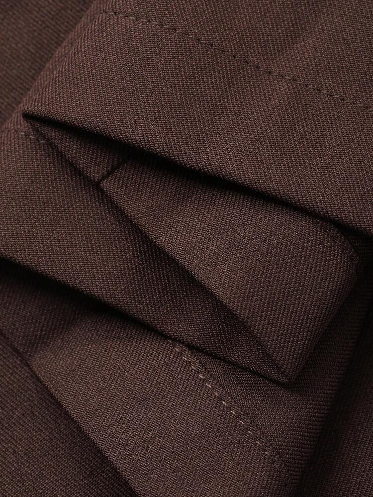 2pcs Women Casual Collared Waist Top And Pants Set