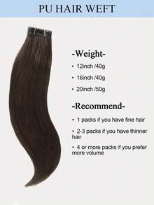 PU胶带接发片，真人发，无胶胶带式接发，无缝PU贴面接发片，40-50克，适合细软发质，预封缝合夹、胶带、缝合式微型连接环 - S02 - 查看 4