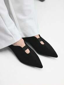 Mnmlis Mocasines planos de punta fina, versátiles y de moda para mujer - Negro - Ver 11