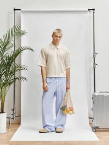 TOKVUE Men's Casual Everyday Versatile Knit Semi-Sheer Short Sleeve Shirt - Apricot - View 5