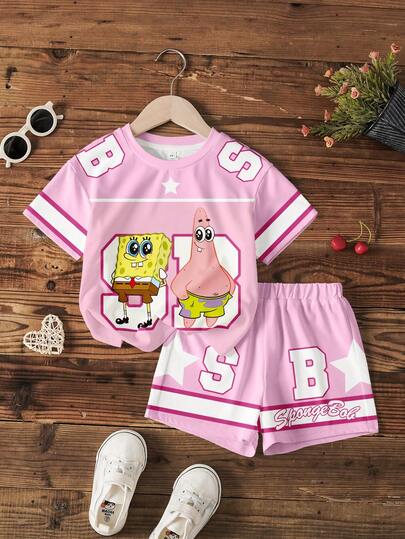 SpongeBob SquarePants | SHEIN Conjunto de camisetas para niña