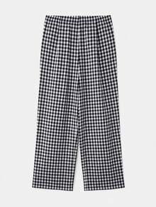lacRébo Black Gingham Cropped Trousers Cute Vintage Style Spring Summer Going Out French Style Parisian Style Office Vacation - Black and White - View 7
