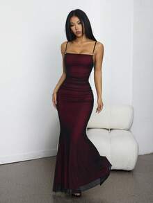 SHEIN PETITE Đầm maxi dáng suông, xếp ly, đuôi cá, ôm sát, thanh lịch dành cho nữ, đầm dạ hội sang trọng, đầm maxi đỏ, đầm maxi ôm sát cơ thể, đầm dự tiệc cưới, đầm dự tiệc cưới thanh lịch, đầm dự tiệc cưới cho nữ, quần áo mùa thu cho nữ, quần áo Giáng sinh cho nữ, B2, đầm dự tiệc cưới mùa thu - Nhiều màu - Xem 10