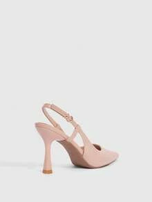 CUCCOO SZL Pantofi de damă cu toc înalt, subțire, cu toc înalt, culoare caisă, Slingback, pentru femei, pantofi cu toc înalt, simpli și eleganți, la modă, sexy, pentru petreceri și banchete, pantofi cu toc înalt pentru femei - Cais în oglindă - Vizualizare 3