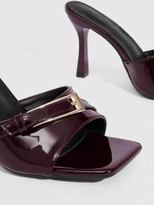 CUCCOO SZL Women Shoes Fashion Buckle Sexy Square Head High Heel Sandals Suitable For Commuting, Dating, Parties And Other Occasions To Wear - Redwood - View 5