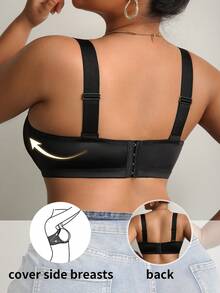 DesireSculpt 1 chiếc áo ngực cỡ lớn phối ren, chất liệu vải bóng, dây đeo điều chỉnh được. - màu đen - Xem 4