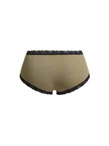 Snug Zone سروال داخلي للنساء بأحجام كبيرة بلمسات دانتيل وتلوين متباين - اخضر زيتون - مشاهدة 2