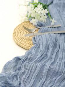 1pc 35 * 71/118/157 Inch Cheese Cloth Table Runner And Napkins, Bohemia Gauze Cheesecloth Tablecloth,Countryside Transparent Table Runner, Bohemian Style Table Runner Suitable For  Christmas For Holiday Gift Giving - Dusty Blue - View 6