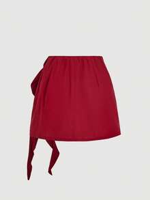 SHEIN MOD 复古宫廷红3D立体花朵荷叶边A字裙，适合花园茶会、约会、派对、女士春夏装、春假、度假、野餐、节日、生日、情人节、夏季、春假等场合。 - 紅色 - 查看 9