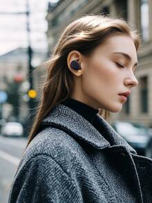 Teckwe 无线耳机，IPX7 防水 TWS 立体声耳机，带无线充电盒，内置麦克风，黑色 - 均碼 - 查看 2