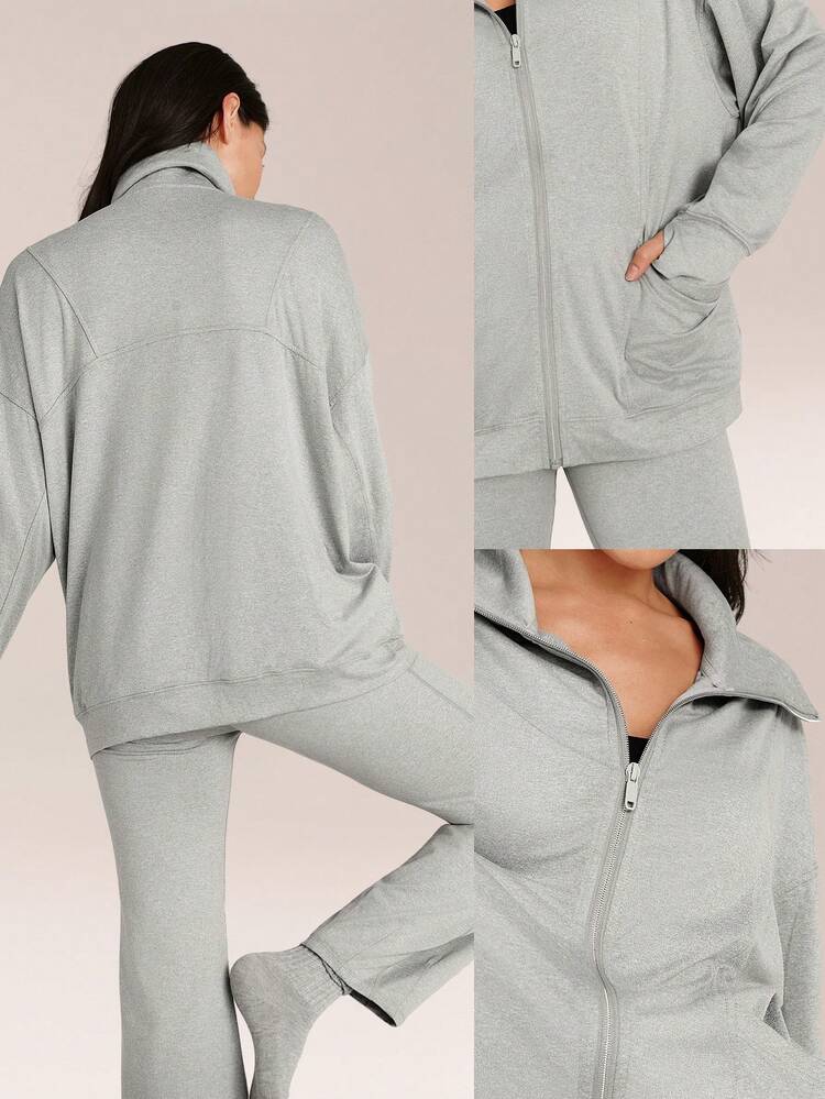 CloudKnit Lift Off Relaxed Fit In-Seam Pockets Elastic Cuffs Zip-Front Jacket Daily Casual Street Wear