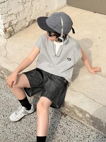 DAZY Tween Boys' Cargo Pocket Relaxed Fit Denim Shorts - Black - View 1