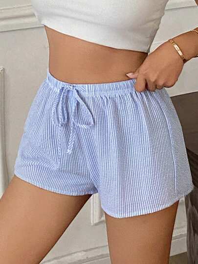 DAZY Women's Thin Striped Super Short Loungewear Bottoms, Summer