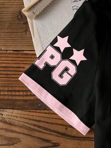 THE POWERPUFF GIRLS X SHEIN 女童（小号）极简印花圆领短袖T恤 - 白色 - 查看 6