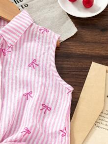 SHEIN 2025 Spring & Summer New Arrival, Western Totem Embroidery Twist Tie Blouse In Wine Red, Fashionable & Versatile For Daily Activities, Outings And Social Events - White - View 5