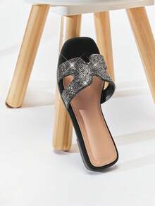 Mini mi סנדל Slide Slide Black Sparkling Rhinestone לילדים - אנטי החלקה, נוחות, סגנון Bigtime, חיוני ונצחי - שחור - ראה 7