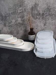 Elliptical Tray Resin Casting Mold - Flexible Silicone Mold For Jewelry Dishes, Bowls, Plaster, Concrete Crafts - White - View 4