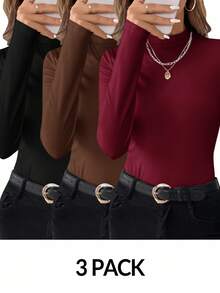 Ellevyn Women's Versatile Long Sleeve Mandarin Collar 3 PiecesBase Layer Top - Multicolor - View 9