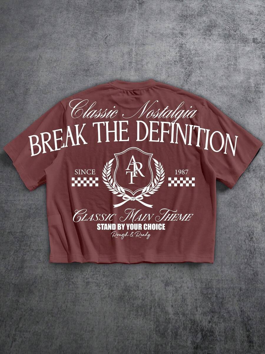 Manfinity Roghcode 宽松扎染运动风印花短袖T恤，短款版型，适合夏季穿着，是送给朋友的理想礼物。 - 彩色 - 查看 1