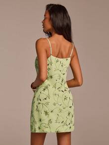 COSMINA 女士迷你连衣裙、夏季女士连衣裙、亮片刺绣面料、女士婚礼宾客礼服、婚纱、绿色女士连衣裙、优雅女士连衣裙、夏季女士连衣裙、约会连衣裙、派对连衣裙、夏季度假连衣裙 - 綠色 - 查看 4