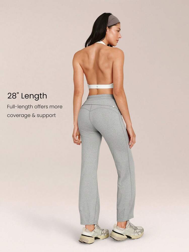 CloudKnit Move & Glow Stretchy Soft Lightweight Adjustable Drawstring Waist Side Slip Pockets Foldover Waist Flare Leggings Daily Casual Street Wear