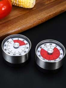 1 pieza Temporizador mecánico con imán en la parte posterior, temporizador de cocina, temporizador de cocción, temporizador circular de acero inoxidable, temporizador de cuenta regresiva de 60 minutos, sin batería requerida, herramienta de recordatorio de tiempo de cocina, adecuado para cocina, cocción, gimnasio, aula, oficina, restaurante, hornear, etc. - Blanco - Ver 10