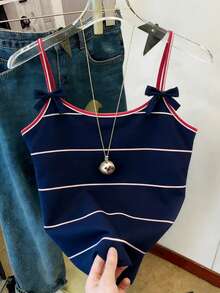 Resyla Women's Summer Casual Striped Bow Decor Camisole - Multicolor - View 3