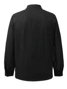 Manfinity AFTRDRK 男士纯色网眼拼接长袖衬衫，男士透视衬衫，男士黑色衬衫，男士透视衬衫，男士黑色上衣，适合日常休闲、周末旅行、户外活动、探险旅行、轻松的工作环境或半正式场合，可作为男友/丈夫礼物、周年纪念/生日礼物、派对、暑假、婚礼以及春夏穿着。 - 黑色 - 查看 4