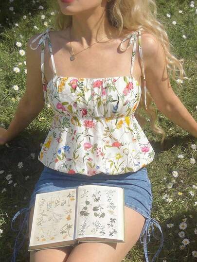 SHEIN MOD Camiseta de tirantes casual con estampado floral para mujer, verano