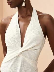 Zivah 2026 Spring/Summer Women's Solid Color Twist Back Halter One-Piece Swimsuit - Apricot - View 6
