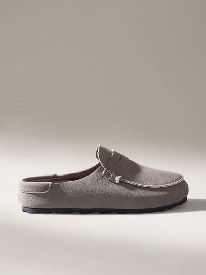 Solecia Women's Casual Slip-On Suede Gray Handmade Indoor/Outdoor Lightweight Wedge Heel Sandals, Spring/Autumn