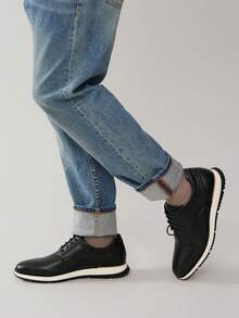 SHUZIA 男士百搭优雅时尚正装运动鞋牛津经典休闲系带鞋 - 黑色 - 查看 6