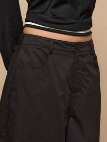 COUREZ Wide Leg Double Layer Trousers /Y2K Spring Clothes For Women Street Streetwear Going Out Outfits Casual Party Outfit Summer Trousers Summer Outfits - Black - View 7