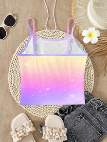 SHEIN 时尚酷炫的少女风彩色韩流女团字母星星印花服装，韩流风格印花T恤，卡通人物，扎染，韩流粉丝礼物，音乐，男女童装，兄妹装 - 彩色 - 查看 3