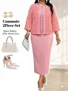 Fleurora 春夏优雅通勤办公休闲波西米亚风休闲外出彩色编织铅笔裙羊腿袖撞色亮片中长短袖加大码套装粉色连衣裙粉色两件套生日礼服毕业礼服母亲节礼服节日礼服复活节礼服女士套装女士优雅粉色早午餐套装女士教堂礼服女士办公套装女士半身裙套装女士毕业礼服女士正式服装女士工作服女士职业连衣裙女士工作套装粉色两件套优雅两件套半身裙套装女士正式两件套套装 - 粉色 - 查看 7