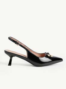 CUCCOO HITCHD Women's Pointed Toe Buckle Design Everyday Versatile Fashion High Heels Valentine's Day Elegant Shoes - Black - View 7