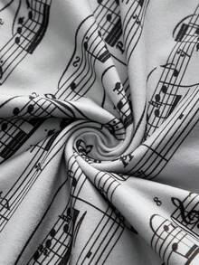 ROMWE Bộ 3 món áo hai dây ôm sát người, viền ren, in hình nốt nhạc và bàn phím piano phong cách Y2K cổ điển. - Nhiều màu - Xem 8