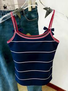 Resyla Women's Summer Casual Striped Bow Decor Camisole - Multicolor - View 2
