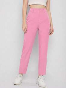 EURMUSE Quần âu đơn giản màu trơn dành cho nữ mặc hàng ngày - Màu Hồng baby - Xem 5